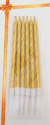 Свечи в торт "Металлик" , 14см, 6шт с подставкой, золотистые 3006920 от интернет-магазина Континент игрушек