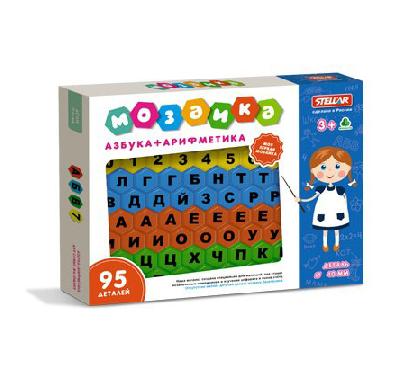 Мозаика "Азбука-арифметика" (диаметр 40мм/95деталей) от интернет-магазина Континент игрушек