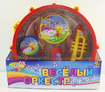 Набор музыкальных инструментов "Веселый оркестр"  в барабане, диаметр барабана 27см, 31х27,5х13см от интернет-магазина Континент игрушек