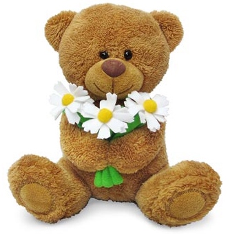 Медвежонок Сэмми с ромашками музыкальный 18 см
