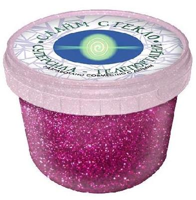 Слайм "СТЕКЛО" с малиновыми блестками 100 гр в банке, арт. 1214 от интернет-магазина Континент игрушек