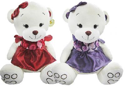 Игрушка мягконабивная медведь - девочка  в платье, 35 см