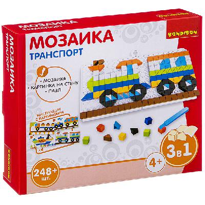 Логические, развивающие игры и игрушки Bondibon Мозаика «ТРАНСПОРТ», 248 дет., BOX 22x4.5x19 см от интернет-магазина Континент игрушек