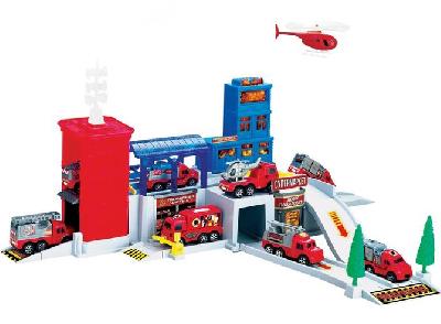 Парковка "Пожарная станция" 3 машины +1 вертолет, с лифтом 567810 от интернет-магазина Континент игрушек