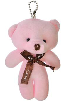 МЕШОК ПОДАРКОВ  Подвеска Мишка плюшевый, 12см, полиэстер, сплав, 6-8 цветов