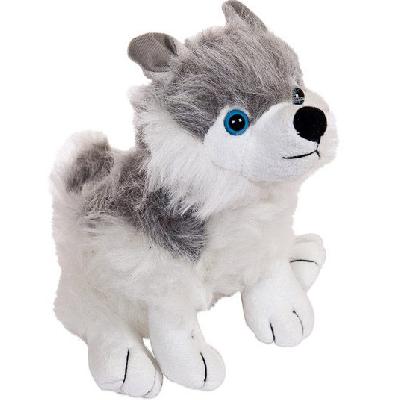 Собака серая с белым, 18 см