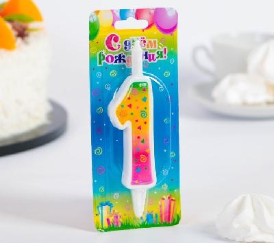 Свеча для торта цифра "Радужная" разноцветная "1" 1795265 от интернет-магазина Континент игрушек