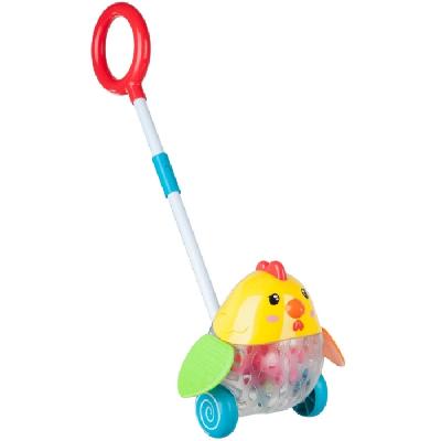 Игр.пласт.свет, каталка с ручкой КУРОЧКА, Bondibon, BOX, 21х18х21 см.