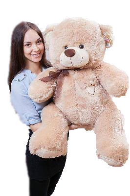 Медведь кремовый с бантом, 80см