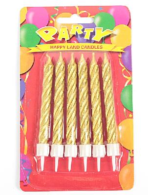 Свечи в торт Золотые средние с подставками, золотые, (набор 6шт) 1670293 от интернет-магазина Континент игрушек