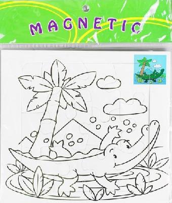 Раскраска-пазл магнитная «Крокодил», 12 деталей, 3 фломастера от интернет-магазина Континент игрушек