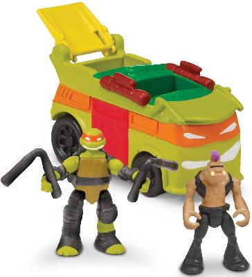 МИКРО. Вагон Черепашек для ниндзя-вечеринок, с фигурками Майки и Бибопа от интернет-магазина Континент игрушек