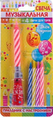 Свечи музык розовые 7.5х20см от интернет-магазина Континент игрушек
