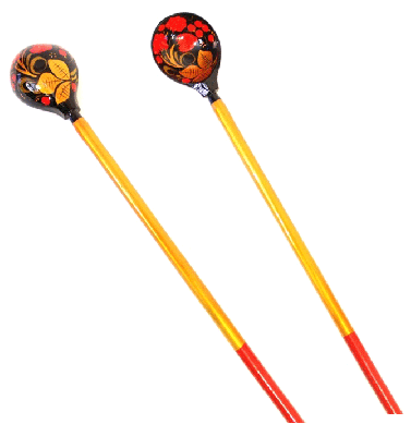 Ложка деревянная с длинным черенком Хохлома 40 см от интернет-магазина Континент игрушек