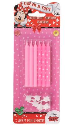 Свечи в торт с печатью "С Днем Рождения", Минни Маус, (набор 6 шт), 14,5 х 0,7 см   1687987 от интернет-магазина Континент игрушек