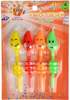 Капитан Весельчак Набор свечей для торта 4шт, 10см, парафин от интернет-магазина Континент игрушек