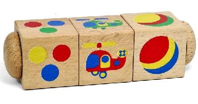 Кубики деревянные на оси "Цвет" (3 кубика)