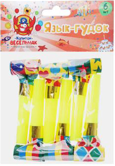 Капитан Весельчак Набор 6шт Язык-гудок цветной, бумага, пластик от интернет-магазина Континент игрушек