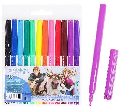 Фломастеры 12 цветов Холодное сердце, на водной основе с вентилируемым колпачком в упаковке с европо от интернет-магазина Континент игрушек