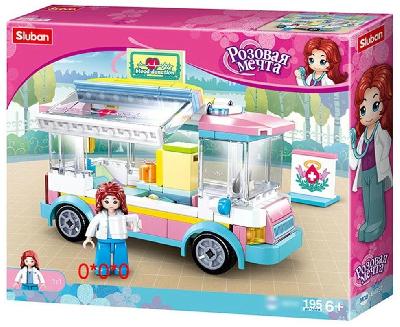 Конструктор серии Розовая Мечта, Врачебный автомобиль, 195 деталей от интернет-магазина Континент игрушек