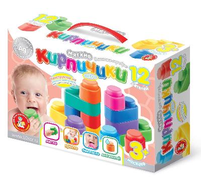 Конструктор "Мягкие кирпичики extra" 12 деталей (с ионами серебра) от интернет-магазина Континент игрушек