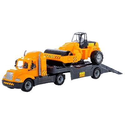 Автомобиль трейлер Майк с дорожным катком (в сеточке) от интернет-магазина Континент игрушек