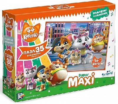 Пазл 35 Макси. 44 Котенка. Музыкальная группа+наклейки от интернет-магазина Континент игрушек