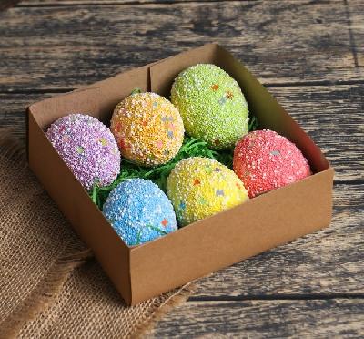 Декор пасхальный "Яйцо посыпка бабочки в травке" набор 6 штук яйцо 5х7 см  от интернет-магазина Континент игрушек