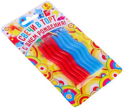 Набор витых свечей 8 шт "С Днем Рождения", 9.3 х 16.5 см   2323233 от интернет-магазина Континент игрушек