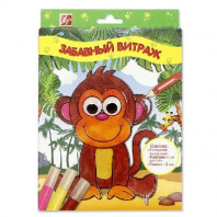 Набор красок по стеклу с трафаретом Забавный витраж. Обезьянка от интернет-магазина Континент игрушек