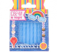 Свечи в торт "С днем рождения", 20 шт, ярко-синие, 6 х 8 см   2902111 от интернет-магазина Континент игрушек