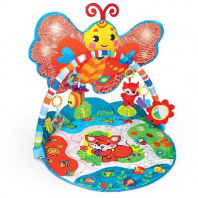 Муз. коврик разв. "Бабочка": муз./звук./свет.эф., полубортик, 5 игрушек в комплект., громк. регул., 