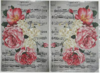 Декупажная карта "Розовые пионы на нотной тетради" плотность 45 г/м2 формат А4 2 от интернет-магазина Континент игрушек