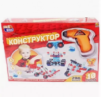 Кид Блок. Конструктор пластмассовый, 10 в 1, в наборе с шуруповертом эл/мех, и аксессуарами, 286 дет от интернет-магазина Континент игрушек