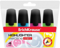 Маркер текстовый ErichKrause Visioline Mini, цвет чернил: желтый, зеленый, розовый, голубой (в футля от интернет-магазина Континент игрушек