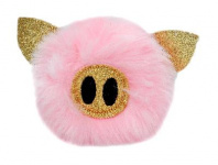 Свинка пушистая на брелке, 10 см. в диаметре