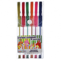 ClipStudio Набор ручек гелевых 6 цветов металлик, с держателем, 0,7мм, в ПВХ пенале с подвесом от интернет-магазина Континент игрушек