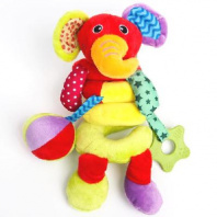 Растяжка - спираль мягкая с погремушкой на кроватку/коляску «Слоник яркий»   5047677