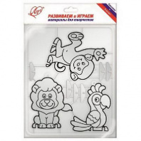Трафарет для рисования красками по стеклу "Обезьяна и компания" (шаблоны обезьянка, лев, попугай) от интернет-магазина Континент игрушек