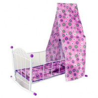 Кроватка-люлька с балдахином Хризантема, 48*35.5*58 см, металл, пакет от интернет-магазина Континент игрушек