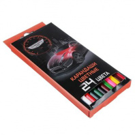 Концепт кар Карандаши 24 цвета, шестигранные заточенные, дерево, в карт.кор. с подвесом от интернет-магазина Континент игрушек