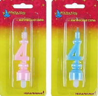 Свеча незадуваемая Волшебство цифра 4 от интернет-магазина Континент игрушек