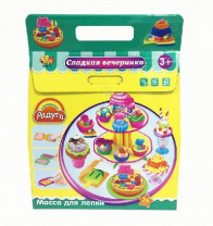 Масса для лепки. Набор "Сладкая вечеринка", 4 баночки массы разных цветов с  тематическими аксессуар от интернет-магазина Континент игрушек