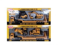 Автовоз металлический в наборе со 2 строительными машинами, 2 вида в ассортименте, в наборе с аксесс от интернет-магазина Континент игрушек