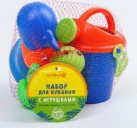 Набор для купания "Морской мир":  пищалка, резиновые игрушки + лейка   4869228