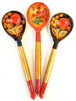 Ложка деревянная чайная Хохлома 14 см от интернет-магазина Континент игрушек