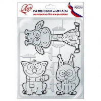Трафарет для рисования красками по стеклу "Жираф и компания" (шаблоны жираф, белка и кот) от интернет-магазина Континент игрушек