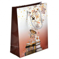 Пакет подарочный, высококачественная бумага с глиттером, 18х23х8 см, 4 цвета, арт 3-3 от интернет-магазина Континент игрушек